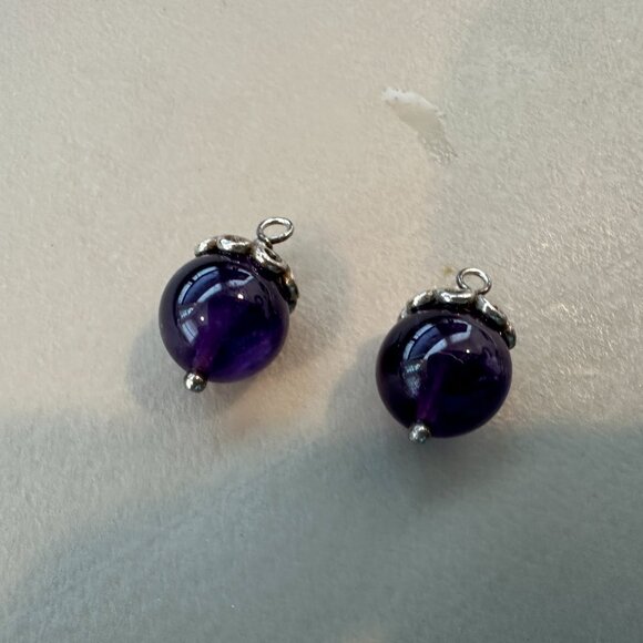 Authentic Pandora Purple Amethyst Swirl Compose Earrings - EUC (No Posts ) - Picture 5 of 11